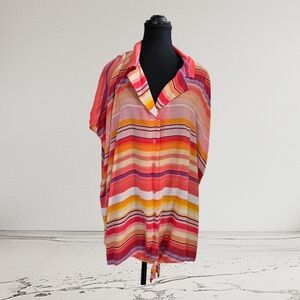 Torrid Multicolor Striped Blouse With Front Tie Size 5